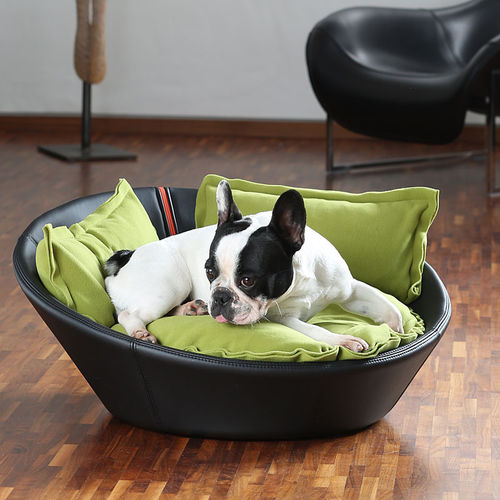 Cesto para cão em couro - MILA - pet.interiors - em algodão / em aço inoxidável / lavável na máquina