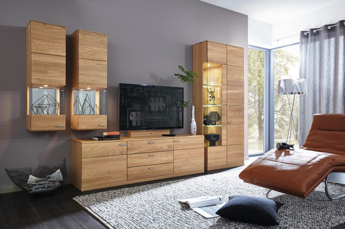 Móvel de parede contemporâneo para TV - KANTO - Musterring - em carvalho / modular / com prateleiras