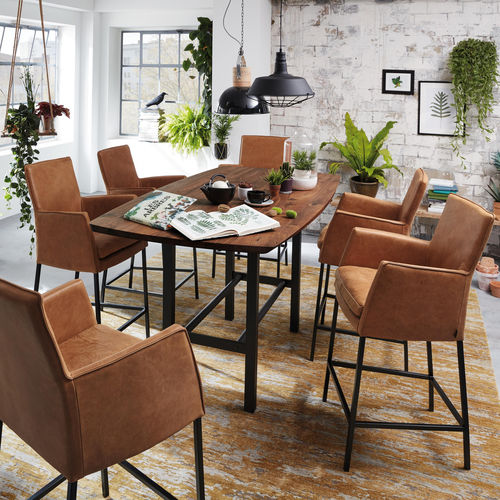 Cadeira alta contemporânea - HELANA - Musterring - para ambiente interno / em tecido / com base metálica
