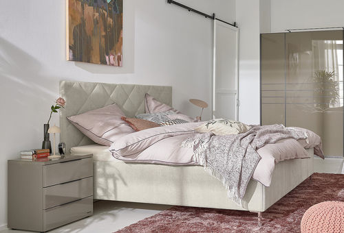 Cama de casal - EPOS 2.0 - Musterring - contemporânea / estofada / com cabeceira estofada