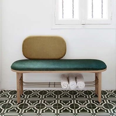 Banco estofado contemporâneo - EUSTACHE - Harto - em veludo / com folheado de madeira / em MDF