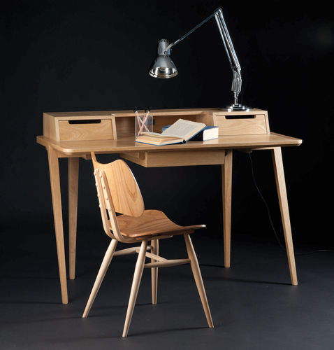 Mesa secretária contemporânea - TREVISO - ercol - em carvalho / em nogueira / com compartimento de arrumação