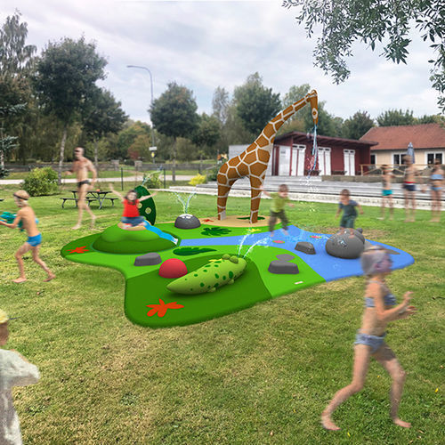 Estrutura lúdica para parque aquático - 20 SQM JUNGLE  - Rodeco AB  - interativa / a jato de água / com escultura