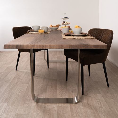 Mesa de jantar contemporânea - SUN WOOD : NUSS EUROPA 107 - SUN WOOD by Stainer - em madeira maciça / com base metálica / retangular