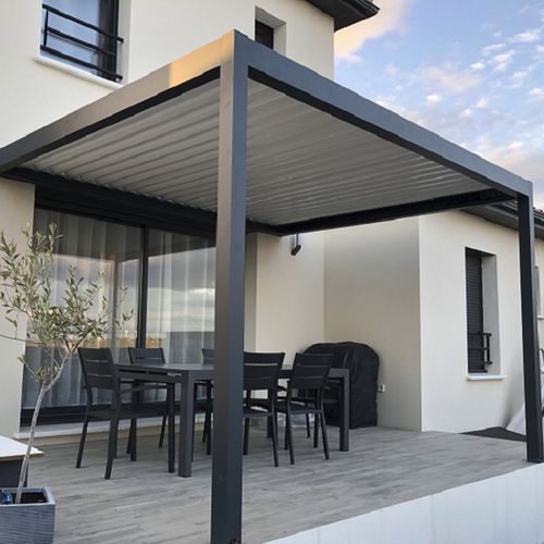 Pérgola apoiada em parede - SPR03 4x3m - AXIUM solutions aluminium - em alumínio extrudado / em alumínio termolacado / com lâminas orientáveis