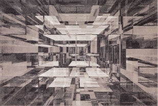 Tapete contemporâneo - SPACE - V-LAB - estampado / de lã / retangular