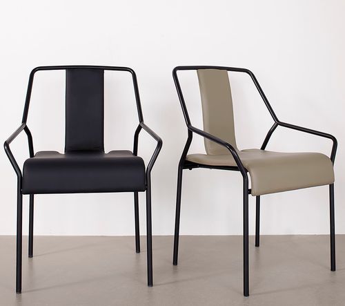 Cadeira contemporânea - DAO - Coedition - para ambiente interno / em couro sintético / com base metálica laqueada