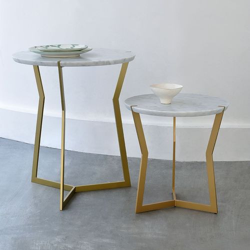 Mesa lateral contemporânea - STAR - Coedition - em mármore / com base metálica laqueada / com base em bronze