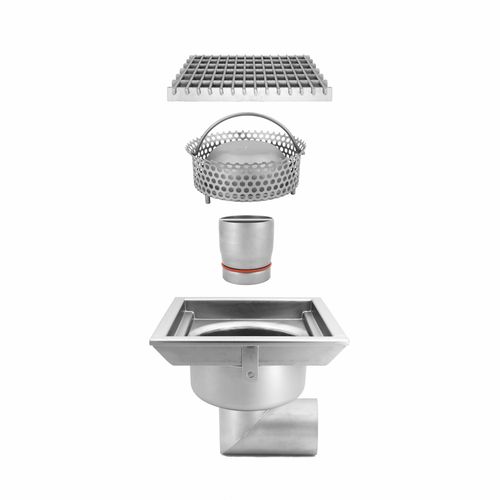 Caixa sifonada em aço inoxidável - TOTAL HYGIENIC DIS. 0410 - Inoxsystem S.r.l. - para cozinha / para aplicações industriais / com grelha