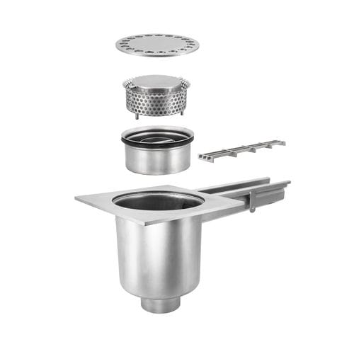 Caixa sifonada em aço inoxidável - TOTAL HYGIENIC DIS. 0111 - Inoxsystem S.r.l. - para cozinha / para aplicações industriais / com copo removível