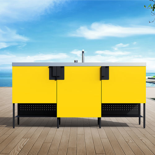 Cozinha para ambiente externo - ÀTRIA - Abimis - contemporânea / em aço inoxidável / com ilha