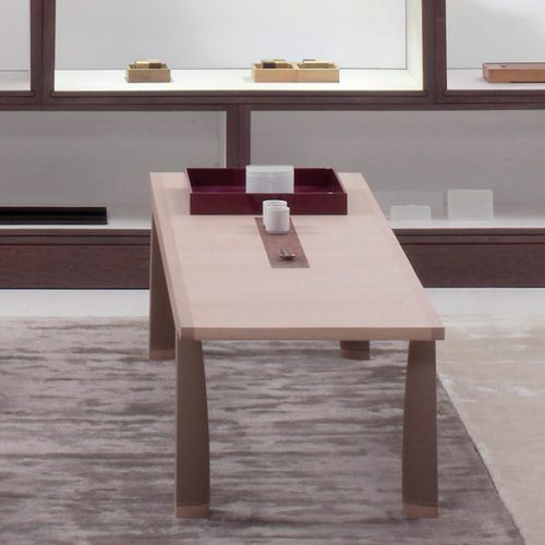 Mesa de centro contemporânea - VASI - DIMENSIONE CHI WING LO - em carvalho natural / em sucupira / com base em madeira