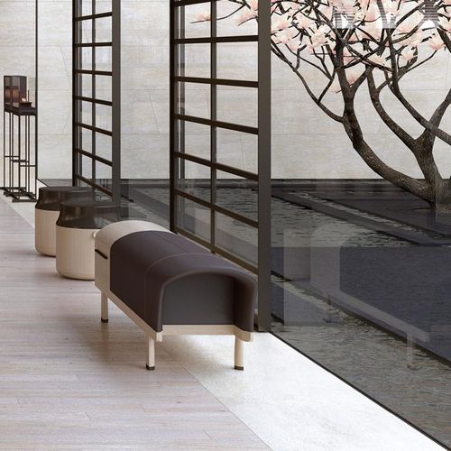 Banqueta contemporânea - OLKI  - DIMENSIONE CHI WING LO - em couro / em tecido / com base em carvalho