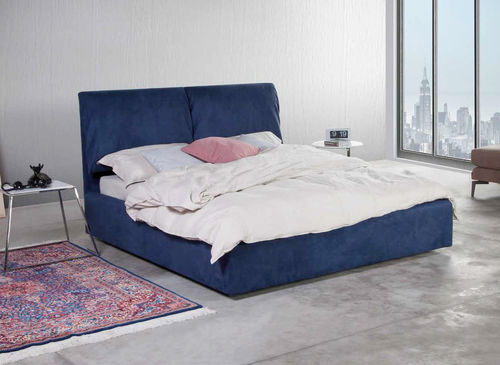 Cama de casal - FRANK - Golden Night - contemporânea / estofada / com box baú