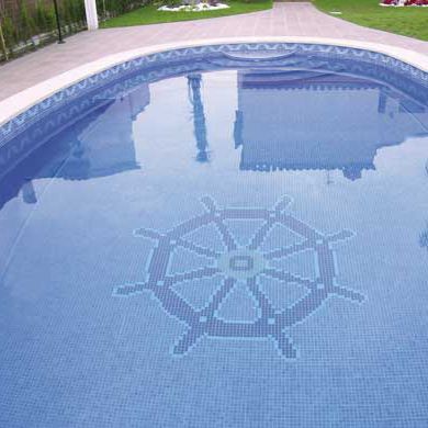 Pastilhas em vidro - BR-2005 AZUL MEDIO  - Mosavit - para piscina / de piso / estampada