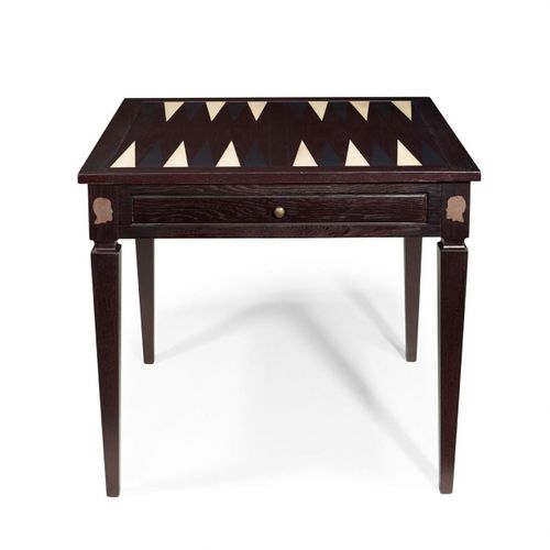 Mesa de gamão do estilo Luís XVI - SARTRE - Oficina Inglesa - da linha residencial / em couro / em mogno