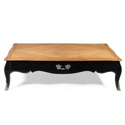 Mesa de centro de estilo Luís XV - BOURBON - Oficina Inglesa - em vidro / em carvalho / em cerejeira