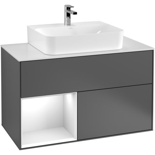 Gabinete de banheiro suspenso - FINION : F11 - Villeroy & Boch - em madeira laqueada / contemporâneo / com gavetas