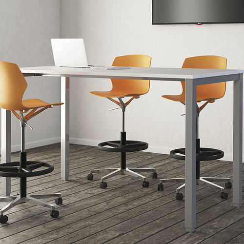 Mesa alta contemporânea - TEMPO - Mobel Línea - em laminado melamínico / com base metálica / retangular