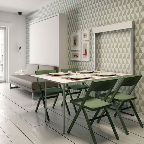 Mesa de jantar contemporânea - BATA - smqrt beds - em teca / em laminado melamínico / com base em alumínio