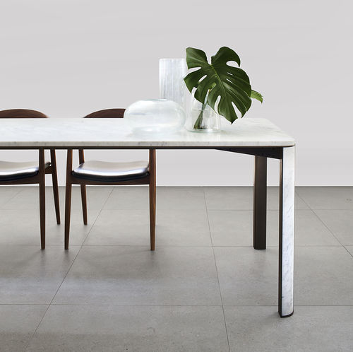 Mesa de jantar contemporânea - Gregorio Carrara - mg12 - em mármore / com base em latão / retangular
