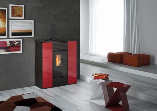 Salamandra com caldeira a pellets - SIVIGLIA  - KARMEK ONE SRL - contemporânea / em aço