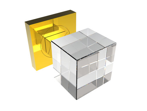 Puxador de porta tipo botão contemporâneo - CUBE S SQ SATIN - GUIDERO Holland BV - em cristal