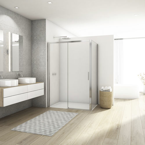 Box de banheiro de correr - DIVERA D22S2B + D22F1 - Ronal - de canto / em vidro Securit® / vidro transparente