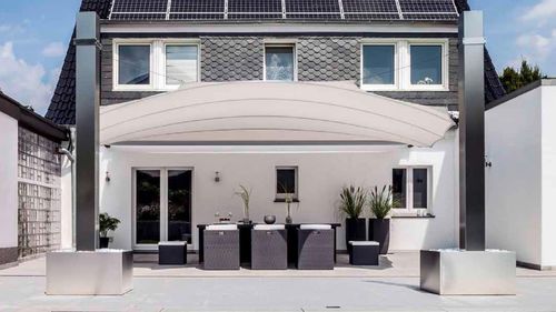 Toldo-vela impermeável - SQUARE4SUN | LINE - Bahama GmbH - resistente a UV / automático / resistente ao vento