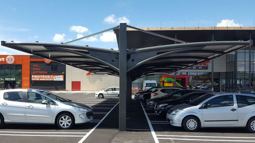 Estrutura tensionada com estrutura metálica - VEZOUL - Eugreb Invest - para cobertura de estacionamento / com membrana em PVC / para estacionamento