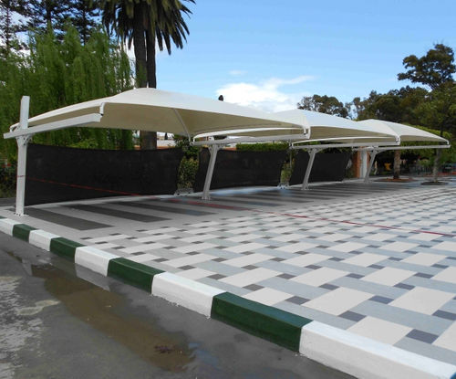 Estrutura tensionada com estrutura metálica - FACADES - Eugreb Invest - para cobertura de estacionamento / com membrana em PVC / para estacionamento