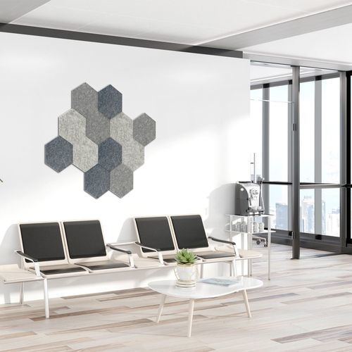 Painel acústico para parede - RCLMHEX001 - Luxor - em PET / hexagonal / liso