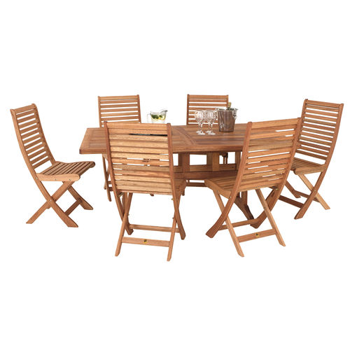 Conjunto de mesa e cadeiras contemporâneo - MONACO CHAIRS AND BAOBAB TABLE SET - Woodline Shade Solutions - de jardim / em madeira / da linha residencial