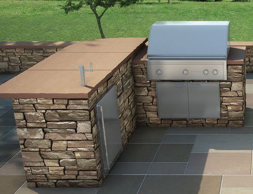 Cozinha para ambiente externo - SIGNATURE - shaw brick - clássica / em concreto / com ilha