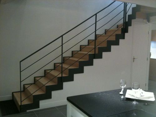 Escada em L - CHERBOURG - ESCALIER DESIGN 14 - com degraus em madeira / com estrutura em aço / contemporânea