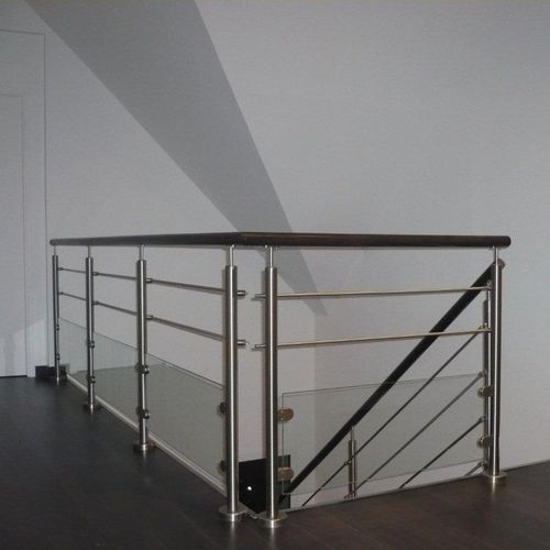 Guarda-corpo em madeira - LE HAVRE - ESCALIER DESIGN 14 - em aço inoxidável / com painéis de vidro / com barras