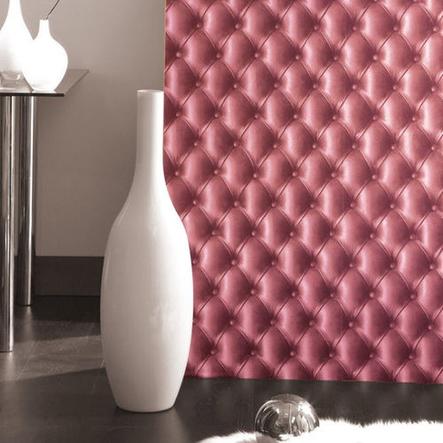 Papel de parede contemporâneo - 8888-07 - Koziel - em capitonê / efeito de couro / rosa