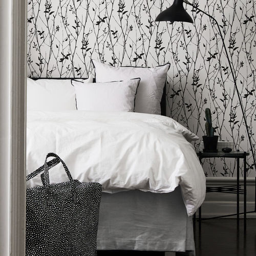 Papel de parede contemporâneo - SPRING TREE - Eco - com natureza / branco / preto