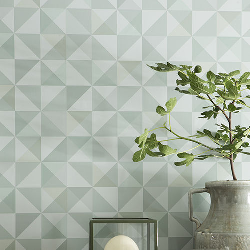 Papel de parede contemporâneo - CROSSLINE - Eco - com padrão geométrico / branco / azul
