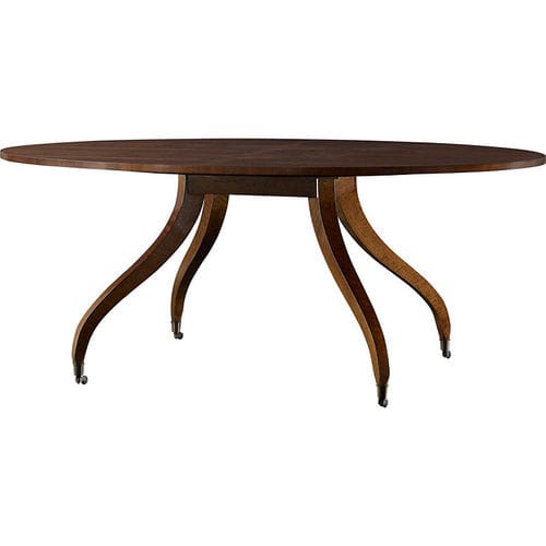 Mesa de jantar clássica - SHERATON - Baker Furniture Co. - em nogueira / com base em nogueira / oval