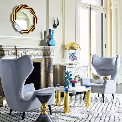 Espelho de parede - BARCELONA - Jonathan Adler - clássico / redondo / em latão