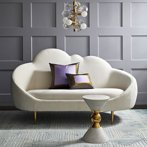 Sofá contemporâneo - ETHER SETTEE - Jonathan Adler - em veludo / com base em latão polido / de 2 lugares
