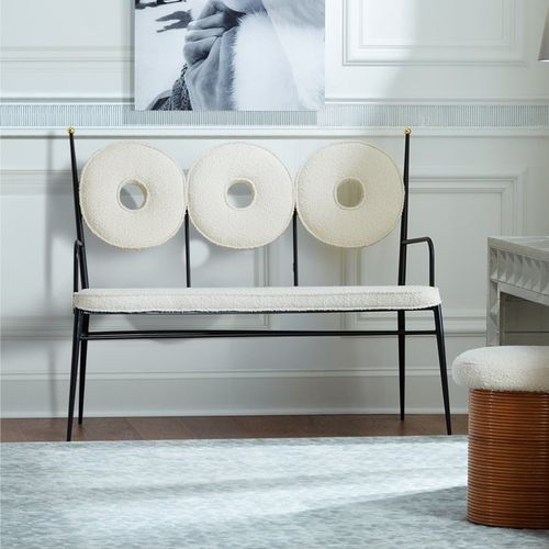Banco contemporâneo - RONDO - Jonathan Adler - em tecido / em aço / com encosto