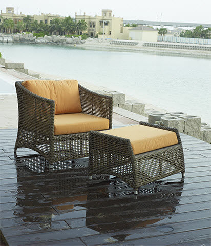 Poltrona contemporânea - WINTER - Rattan House - em ratã / com apoio para pés / de jardim