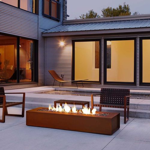 Braseiro de jardim a gás - Robata - PALOFORM - em aço Corten / retangular / ferrugem