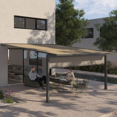 Pérgola apoiada em parede - CLASSIC 648 - Kadeco Sonnenschutzsysteme GmbH - em tecido / com cobertura em tela / sob medida