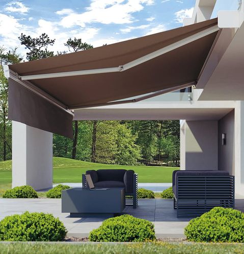 Toldo reto de braço pivotante - 380 - Kadeco Sonnenschutzsysteme GmbH - motorizado / da linha comercial / para pátio