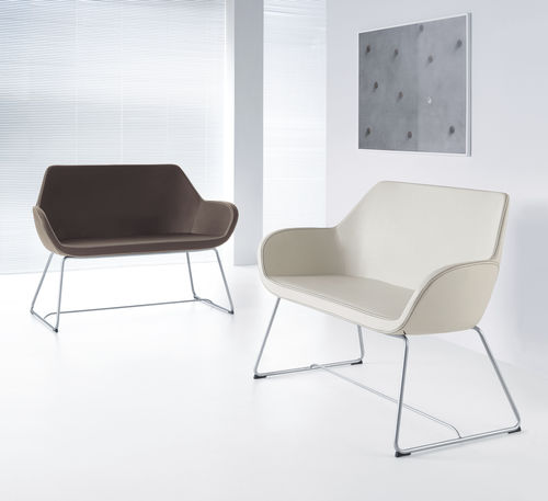 Sofá contemporâneo - FAN - Profim - em tecido / branco / com base metálica