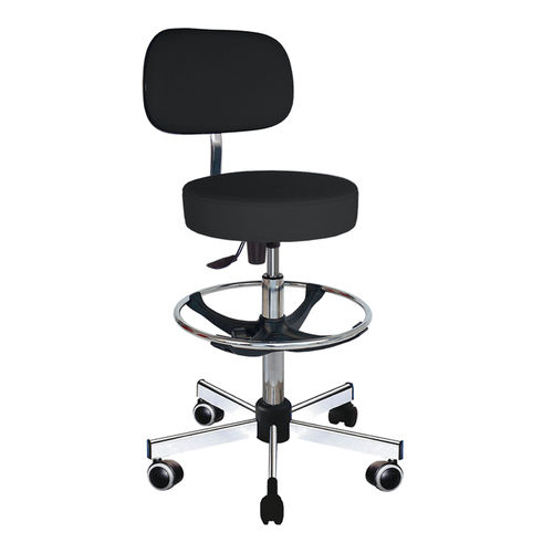Banqueta de trabalho contemporânea - GINKO COMFORT  - Navailles - em tecido revestido de PVC / com base em aço cromado / com pé central