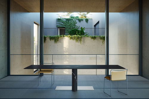 Mesa contemporânea - KALENDE - KREOO - metálica / em mármore / com base em mármore